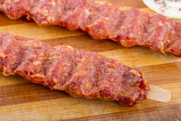 Raw Turkish Traditional Sish Meat Kebab For Cook