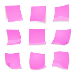 Vector pink stick note isolated on white background