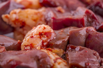 Raw Liver Kebab on a Plate