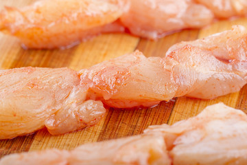 Raw Chicken Skewers On Plate