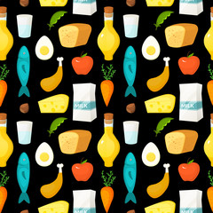 Healthy food vector seamless pattern