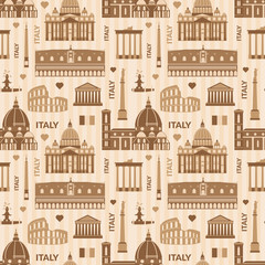 Landmarks of Italy seamless pattern