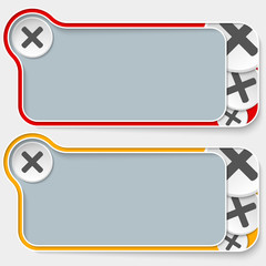 set of two abstract text boxes and multiplication symbol