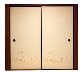 Traditional Japanese sliding paper door isolated on white