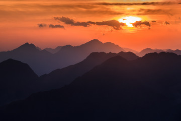 Sunset over the Fagaras Mountains, Southern Carpathians
