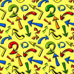 Vector seamless pattern of hand drawn colorful comics arrows