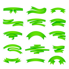 Vector green ribons set, isolaten on background