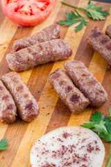 inegol Meatball on a wood plate