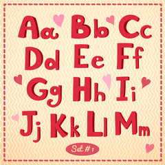 Hand drawn type font, vector illustration in retro style