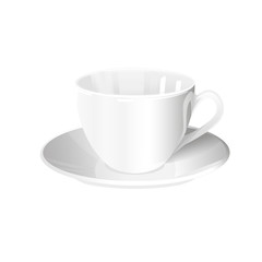 one isolated white cup and saucer on a white background