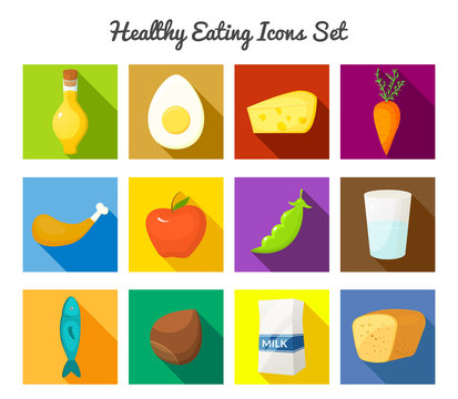 Healthy food vector icons set