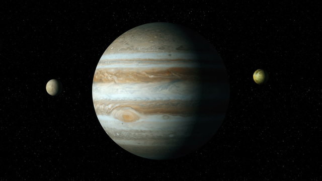 Jupiter and four biggest moons