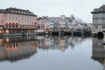 Bridge Rathausbrucke. Zurich, Switzerland