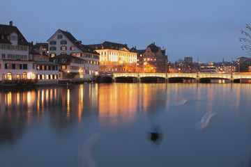 Fototapeta na wymiar River Limmat. Zurich, Switzerland