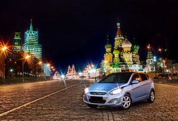 Fototapeta na wymiar Car on the Red Square