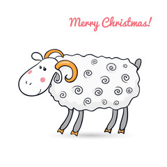 Beautiful cute vector sheep, symbol of the new year