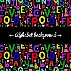 Vector background with Latin letters of different sizes in a