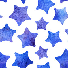 Vector seamless pattern with watercolor stars