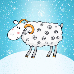 Beautiful cute vector sheep, symbol of the new year