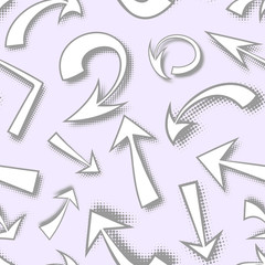 Vector seamless pattern of hand drawn monochrome comics arrows