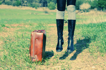 Woman running in the field