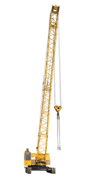 mobile yellow crawler crane isolated on white