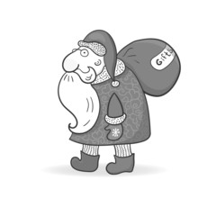 Santa Claus in doodle style, vector illustration on Christmas