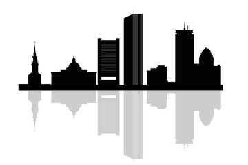 Boston city skyline silhouette background. Vector illustration
