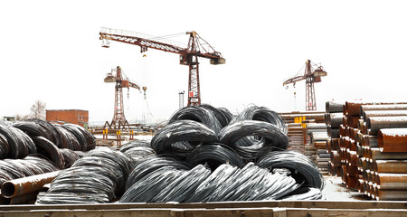 storage of reinforcing steel rolls on yard