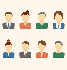 Set of business avatar office employees on beige background