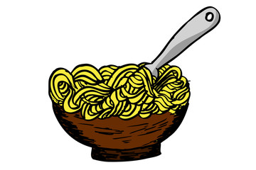 doodle Noodle at bowl and Fork