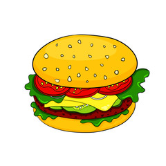 Vector cartoon hamburger icon