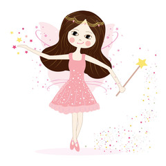 Cute fairy girl vector with stars