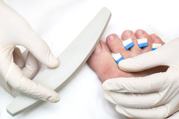 process of pedicure a t beauty salon