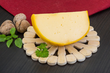 Yellow round cheese