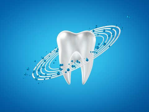 3d abstract isolated dental with blue background