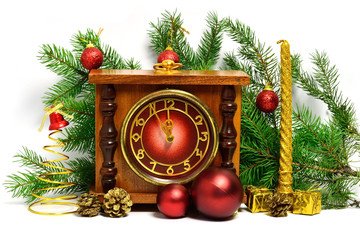 Christmas decorations with the clock