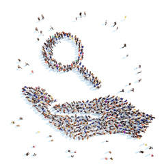 Palm with a magnifying glass.