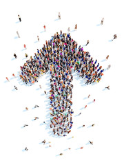 People in the form of arrows.