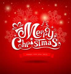 Fototapeta na wymiar Merry Christmas greeting card lettering design