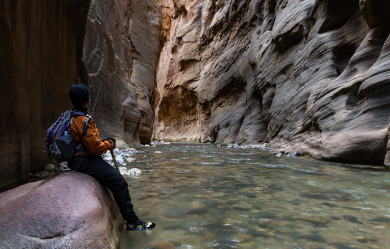 hiking the Narrows in Zion NP