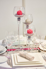 Table set for wedding reception