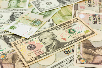 World banknotes background.