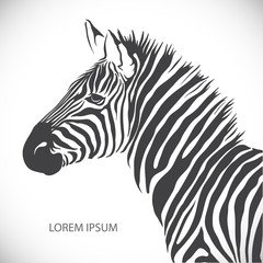 Label with the head of a zebra. Vector.