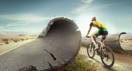 Sport  background. Unreal mountain bike/