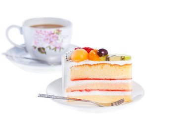 Piece of dilicious cake,Isolated on white background