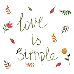 Obraz premium Bonjour french sign with nature leaf ornamen watercolor design