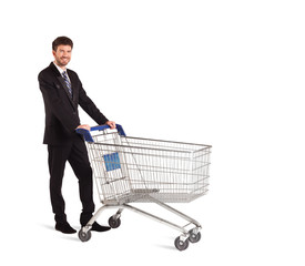 Businessman with shopping cart