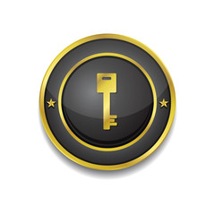Key Sign Gold Vector Icon Button