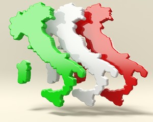Italia a bandiera tridimensionale